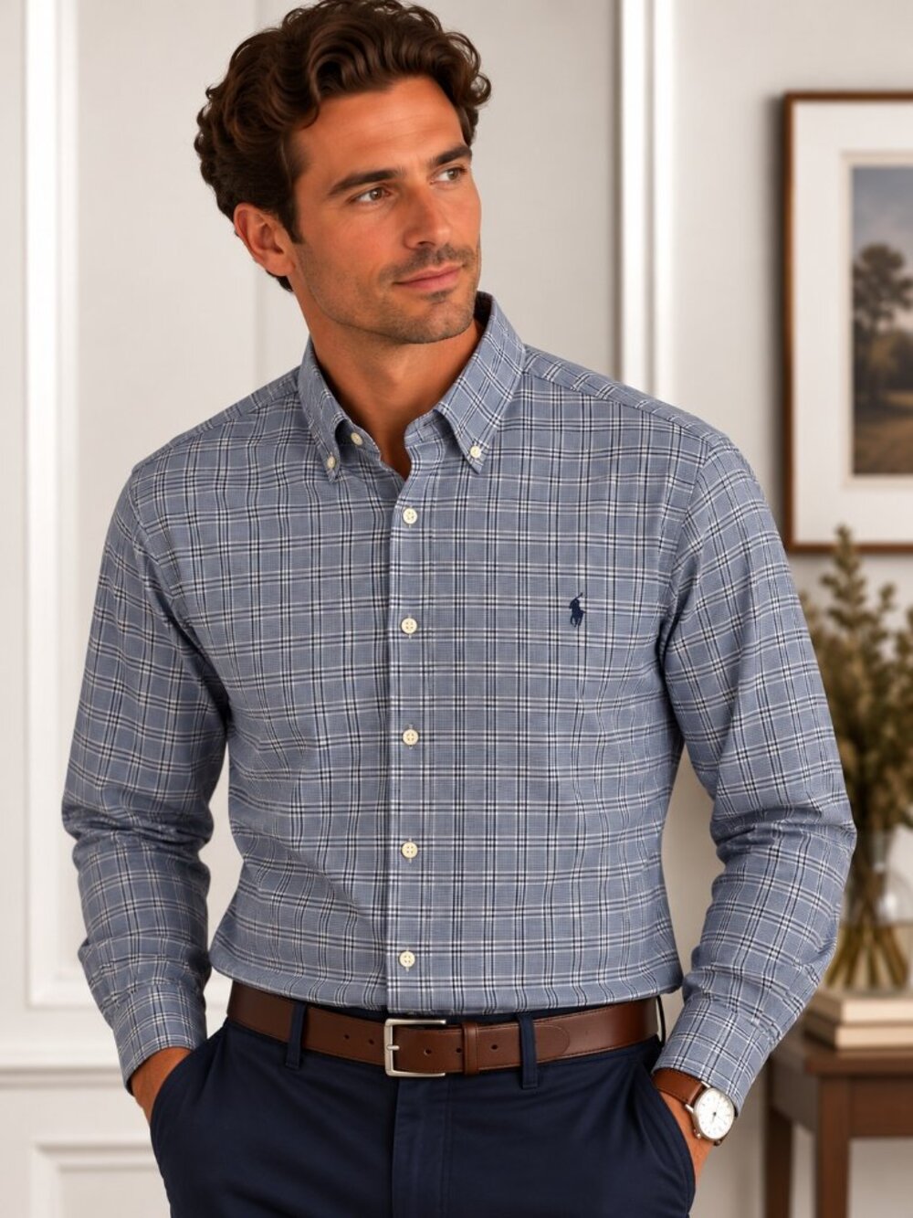 Ralph Lauren Gray Plaid Button-Down